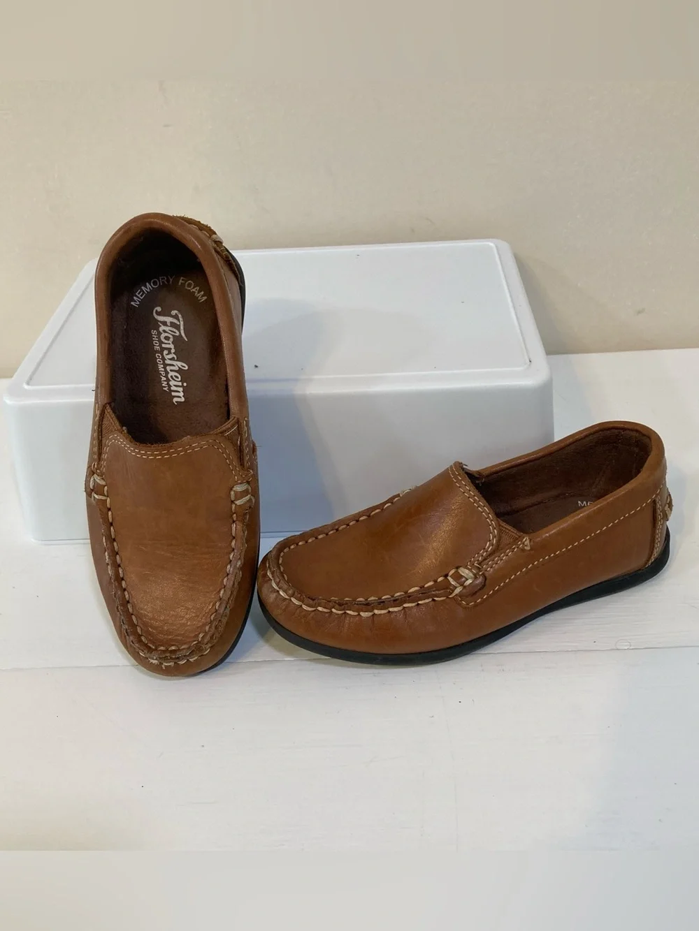 Florsheim Jasper Venetian Jr. Sz 10.5 Boys Brown Leather Loafers Slip On Shoes